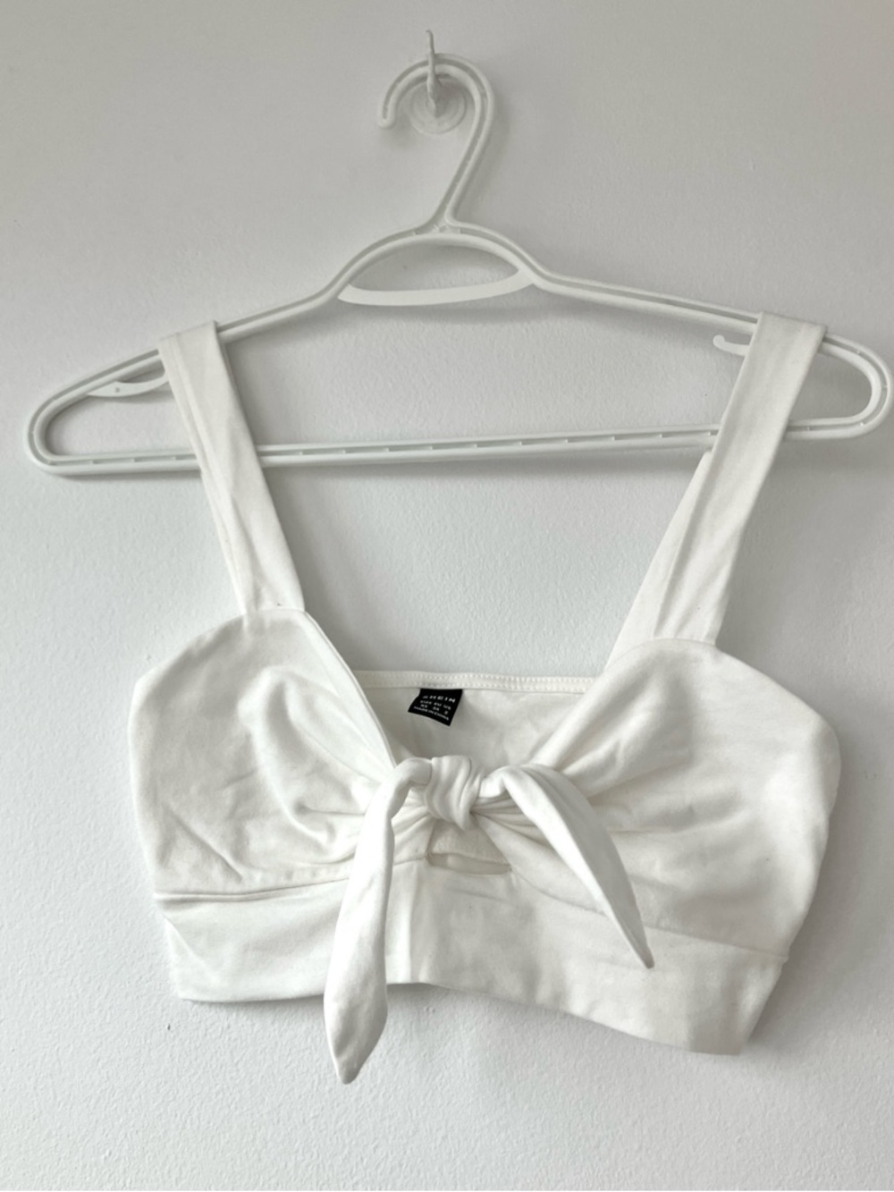 SHEIN White Tie-Front Crop Top
